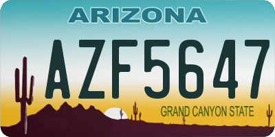 AZ license plate AZF5647
