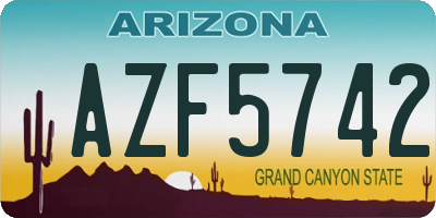 AZ license plate AZF5742