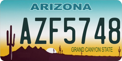 AZ license plate AZF5748