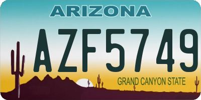 AZ license plate AZF5749