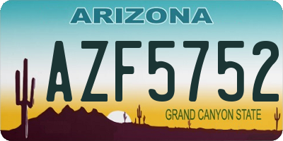 AZ license plate AZF5752