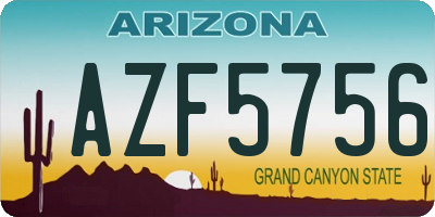 AZ license plate AZF5756