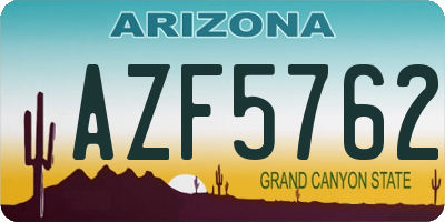 AZ license plate AZF5762