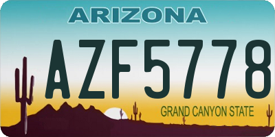 AZ license plate AZF5778