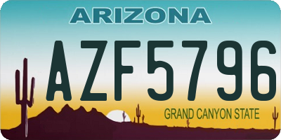 AZ license plate AZF5796