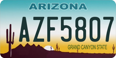 AZ license plate AZF5807