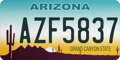 AZ license plate AZF5837