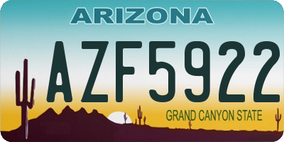 AZ license plate AZF5922