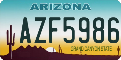 AZ license plate AZF5986