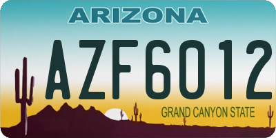 AZ license plate AZF6012