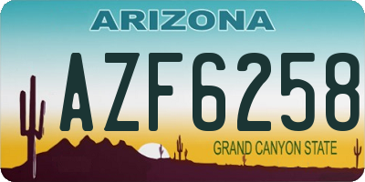 AZ license plate AZF6258
