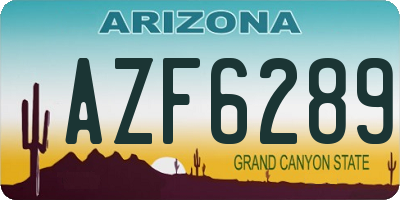 AZ license plate AZF6289