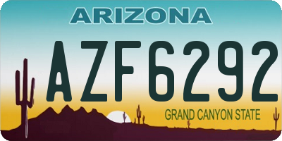 AZ license plate AZF6292