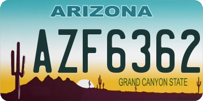 AZ license plate AZF6362