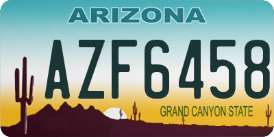 AZ license plate AZF6458