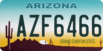 AZ license plate AZF6466
