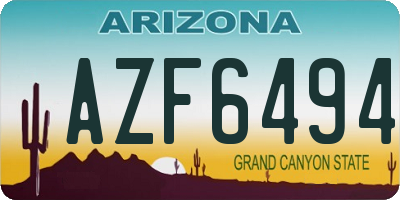 AZ license plate AZF6494