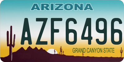 AZ license plate AZF6496