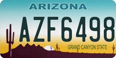 AZ license plate AZF6498