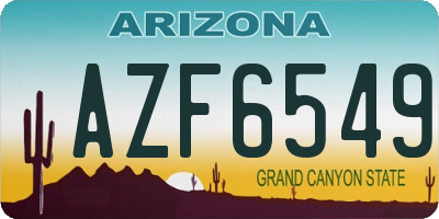 AZ license plate AZF6549