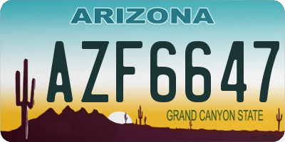 AZ license plate AZF6647