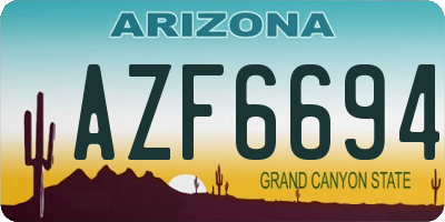 AZ license plate AZF6694