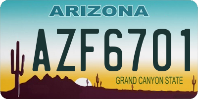AZ license plate AZF6701