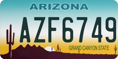 AZ license plate AZF6749