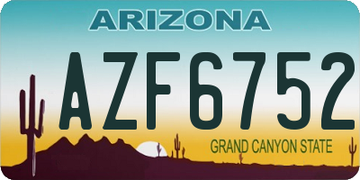 AZ license plate AZF6752