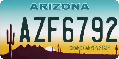 AZ license plate AZF6792