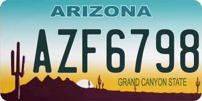 AZ license plate AZF6798