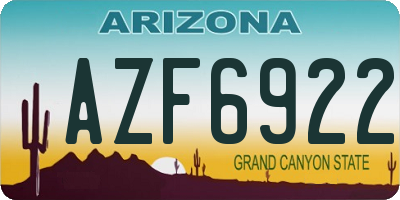 AZ license plate AZF6922