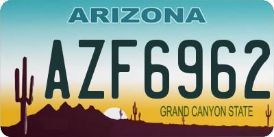 AZ license plate AZF6962