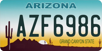 AZ license plate AZF6986