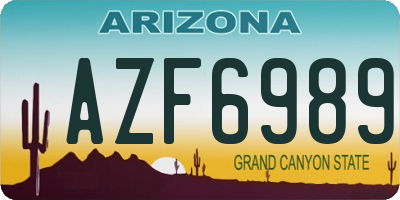AZ license plate AZF6989