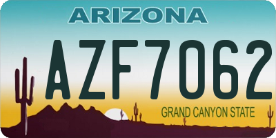 AZ license plate AZF7062