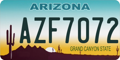 AZ license plate AZF7072