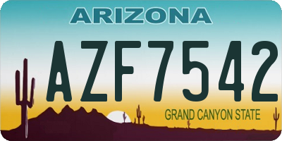 AZ license plate AZF7542