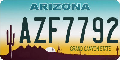 AZ license plate AZF7792