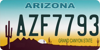 AZ license plate AZF7793