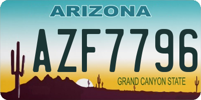 AZ license plate AZF7796
