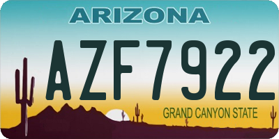 AZ license plate AZF7922