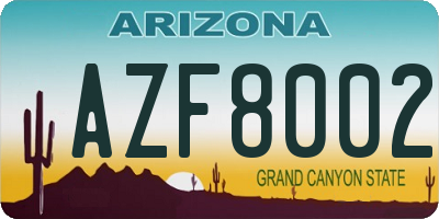 AZ license plate AZF8002