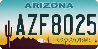 AZ license plate AZF8025