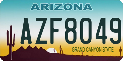 AZ license plate AZF8049
