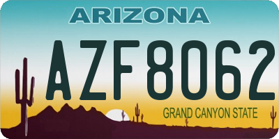 AZ license plate AZF8062