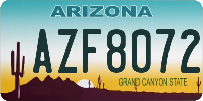 AZ license plate AZF8072