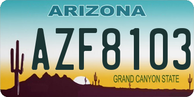 AZ license plate AZF8103
