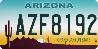 AZ license plate AZF8192