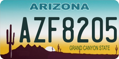 AZ license plate AZF8205